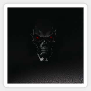 skull with red eyes emerging from shadows Sticker